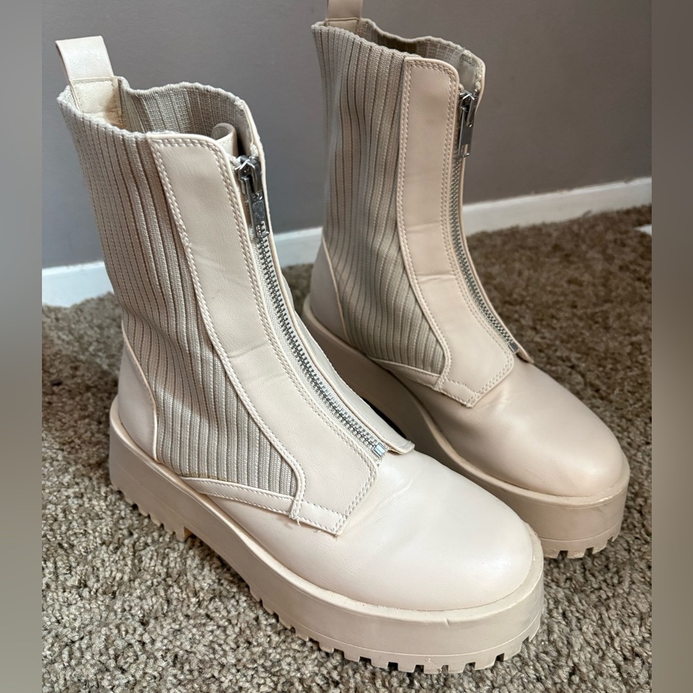 Madden Girl Cream Combat Boots